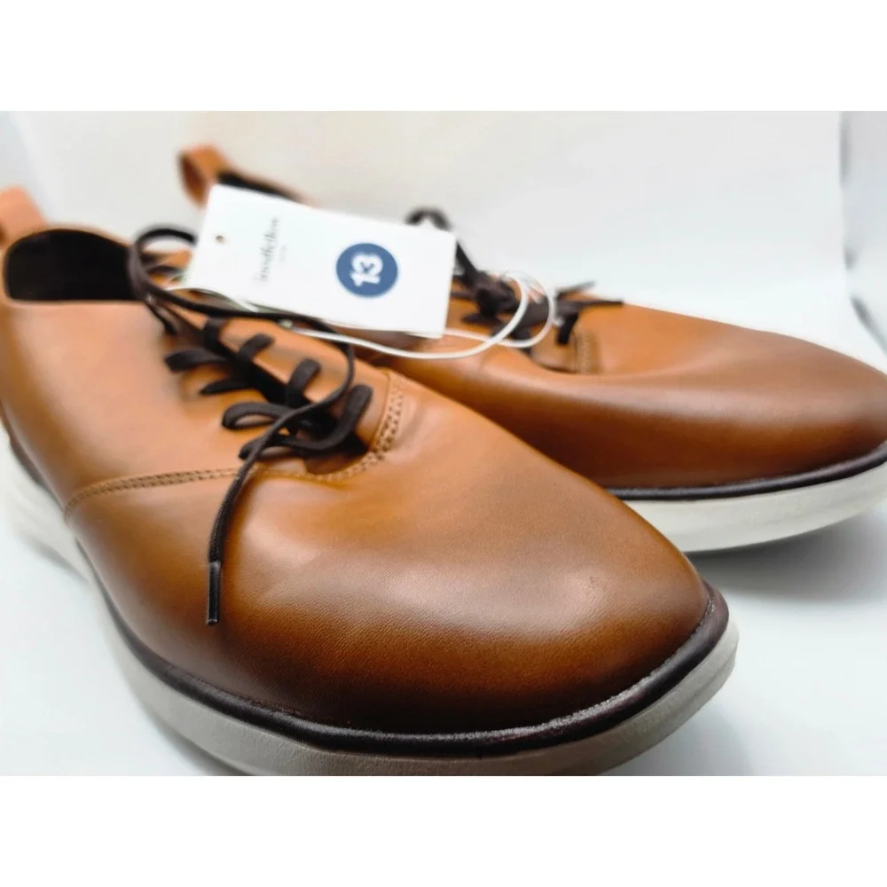 Goodfellow & Co Men Luis Hybrid Dress Shoes Cognac Brown Memory Foam Size 13 NEW